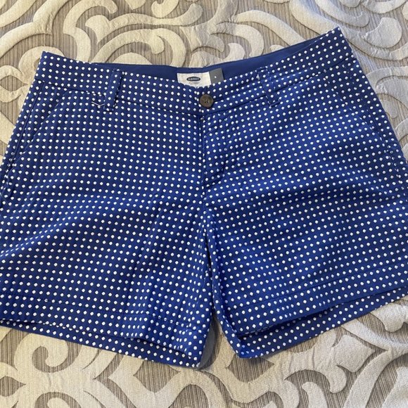 Old Navy Pants - Old Navy Polka Dot Everyday Shorts Size 4 Womens Royal Blue And White EUC